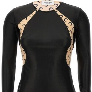 Marine serre black & beige draped top tied